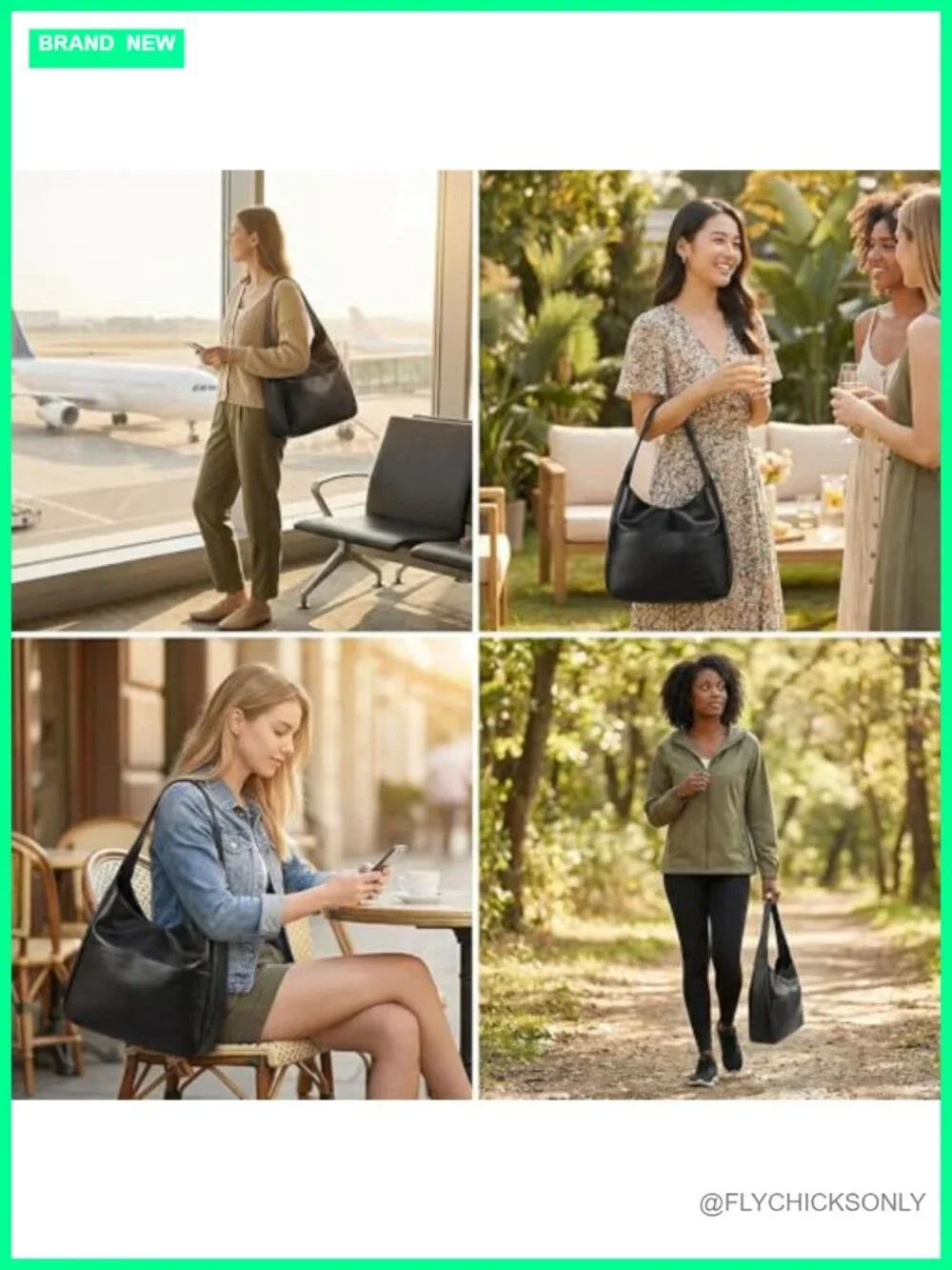 Women's Faux Leather Quilted Hobo Tote Shoulder Work Handbag 2-Piece Set